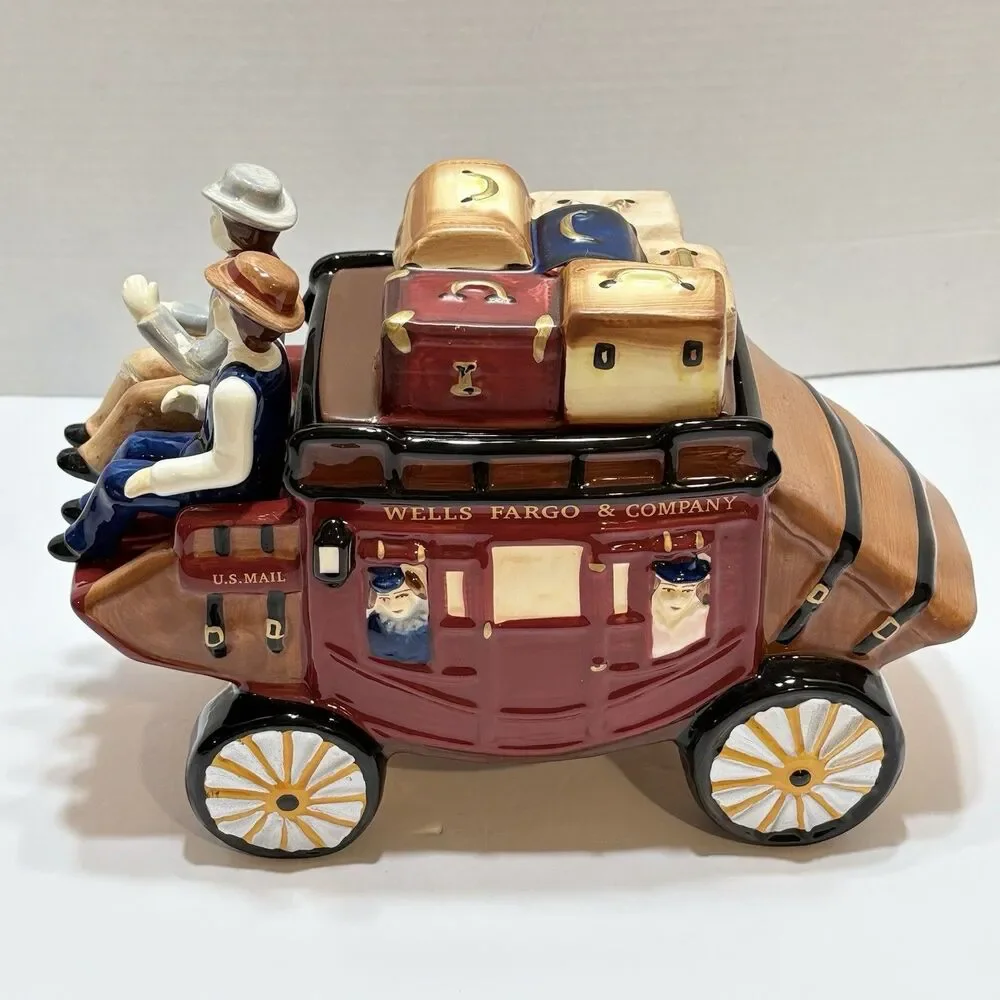 WELLS FARGO & COMPANY (U.S. MAIL) Stagecoach Ceramic COOKIE JAR (2011) READ